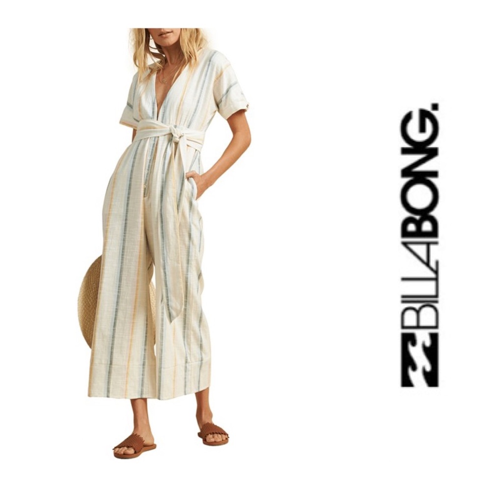 NWT Billabong Salty Blonde pastel stripe romper L